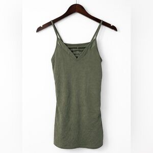 American Eagle Olive Green V-Neck Cami Tank Top Strappy Back Layering Top XS